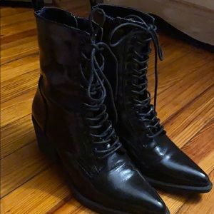 witchy black lace up boots